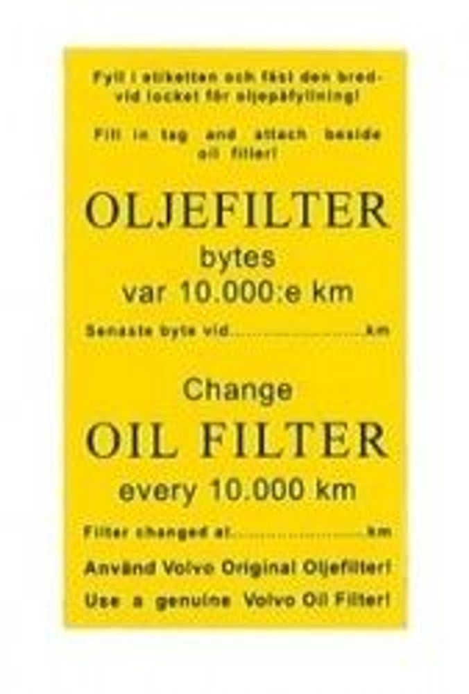Öljynsuodattimen huoltotarra — bild 1 av 2