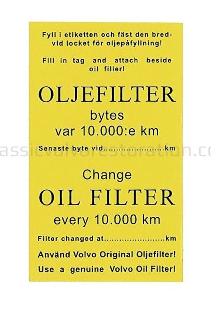 Öljynsuodattimen huoltotarra — bild 2 av 2